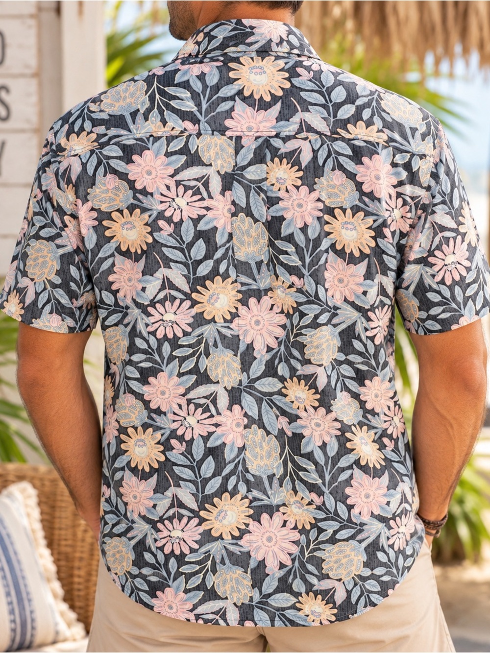 Medium | O’Neill | Black Floral Button-Up Shirt | Tropical Hawaiian - Picture 2 of 7